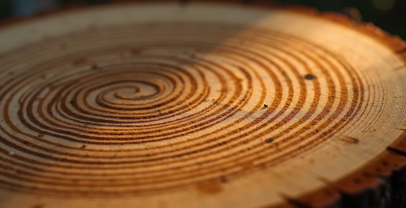 Vue macro sur une surface de bois naturel avec ses veines et textures détaillées